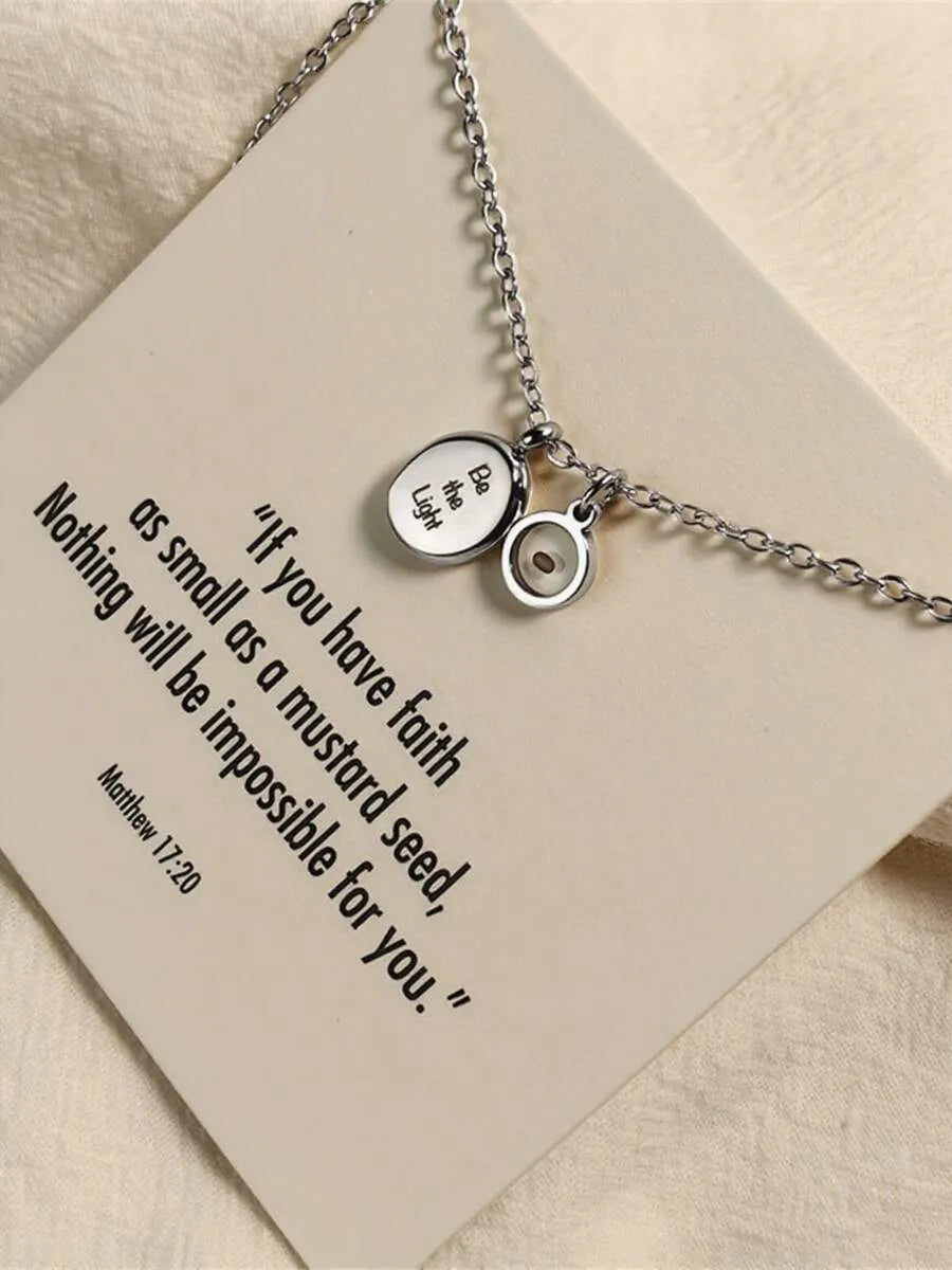 Stainless Steel Mustard Seed Faith Inspirational "Be The Light"