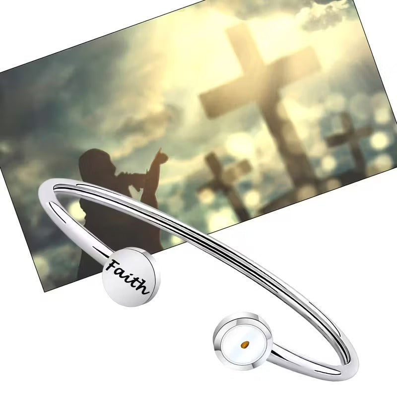 Mustard Seed Charm & Cross Pendant Faith Bracelet