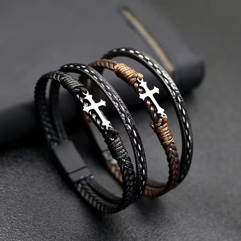 Multi-Layered Modern Cross Bracelet