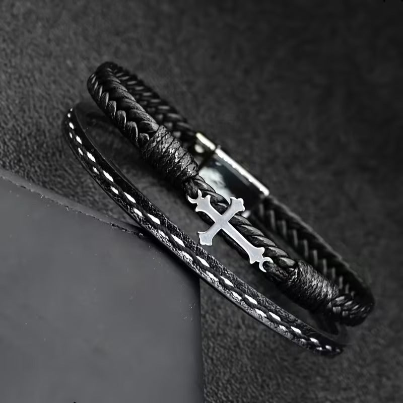 Multi-Layered Modern Cross Bracelet