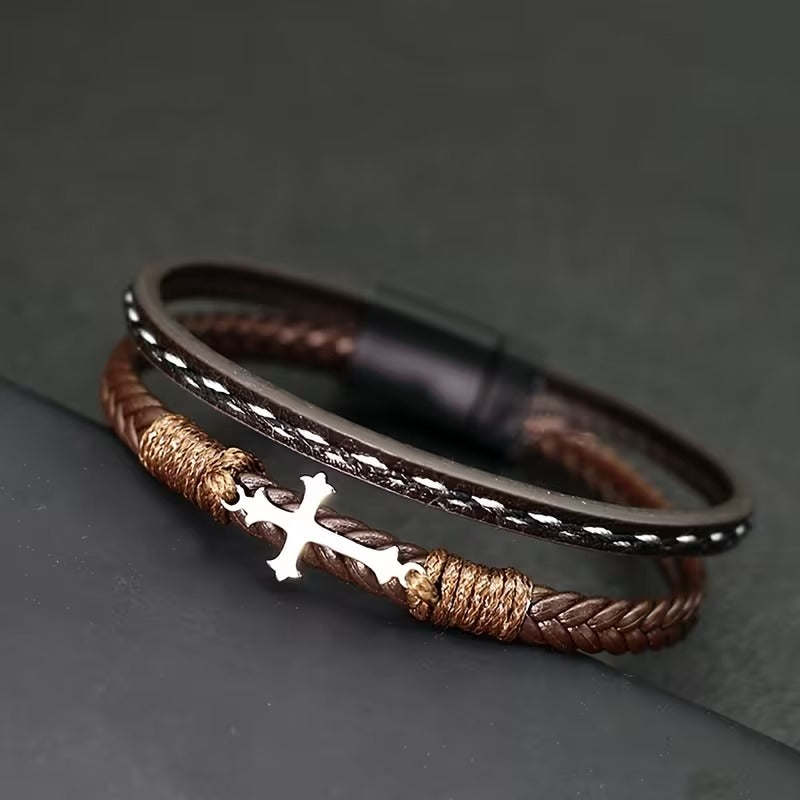 Multi-Layered Modern Cross Bracelet