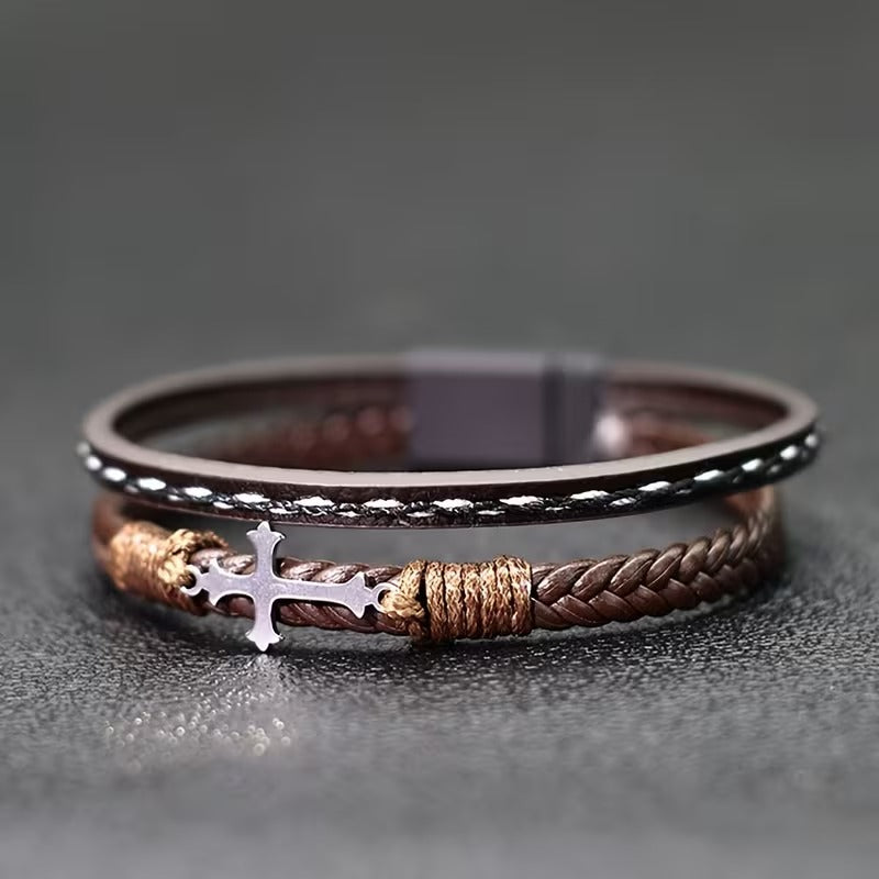 Multi-Layered Modern Cross Bracelet