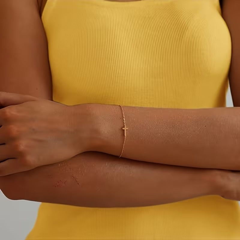 Golden Plated Cross Pendant Bracelet