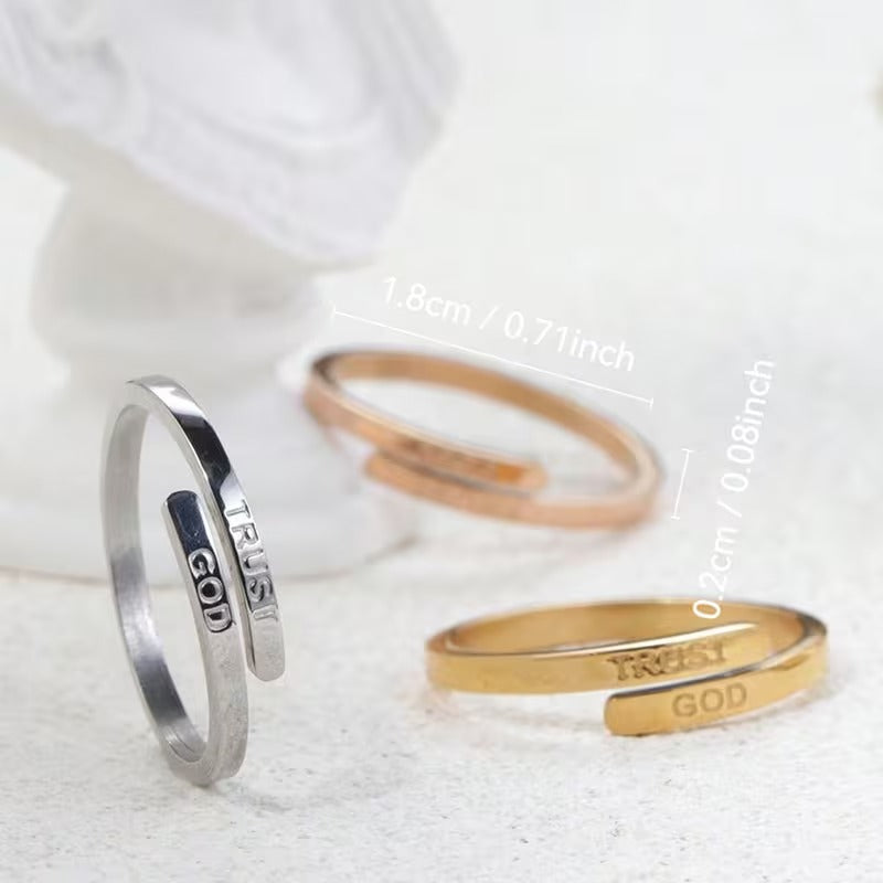 Open Ring with "TRUST GOD" Engraving