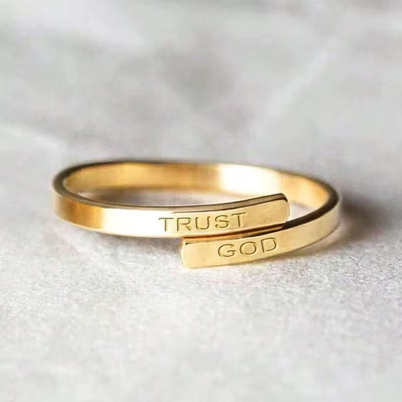 Open Ring with "TRUST GOD" Engraving