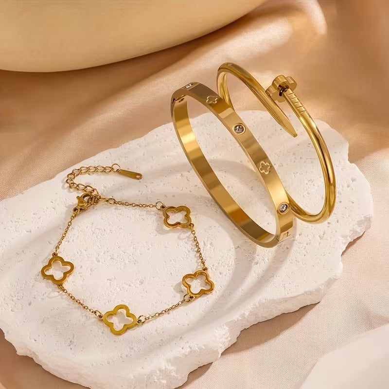 Luxurious 3-Piece Stackable Bracelet Set