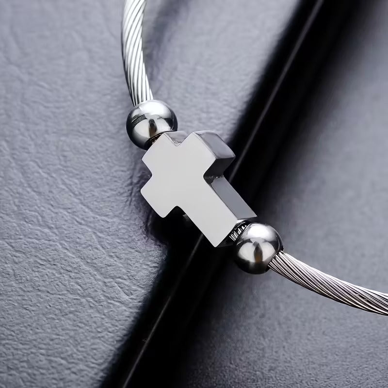 The Faith Cable Wire Cuff Bracelet