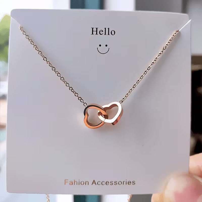 Double Ring Love Pendant Necklace