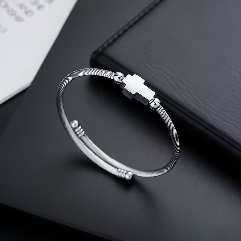 The Faith Cable Wire Cuff Bracelet