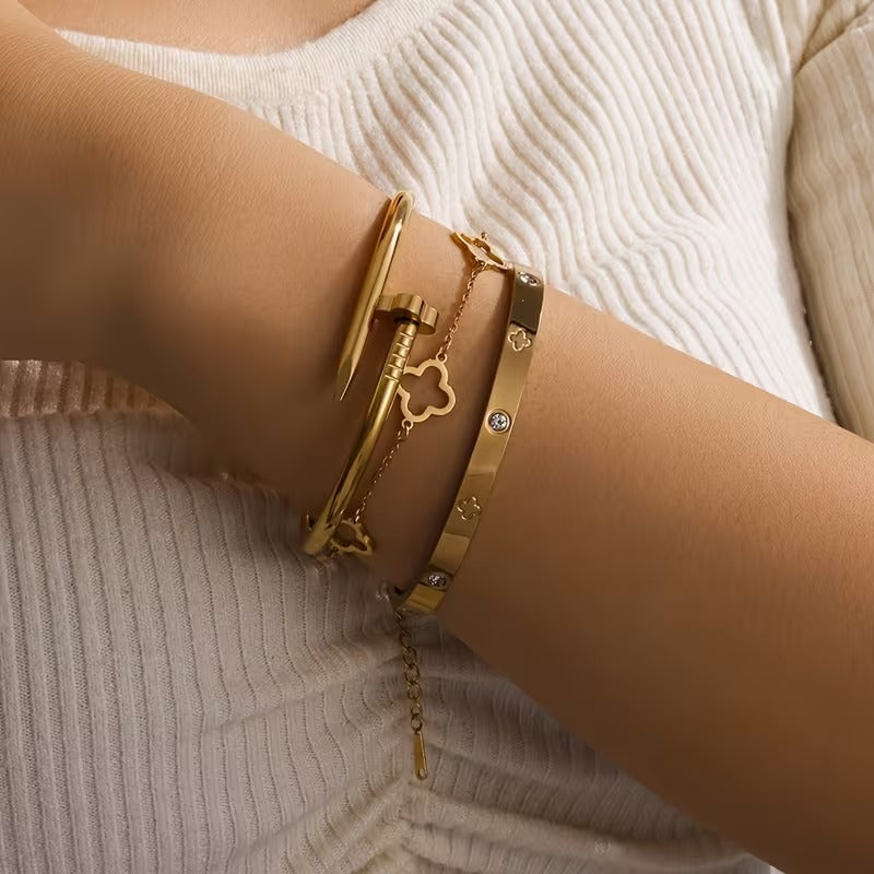 Luxurious 3-Piece Stackable Bracelet Set