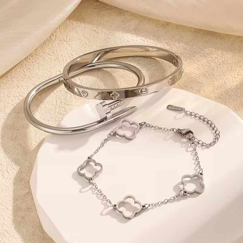 Luxurious 3-Piece Stackable Bracelet Set