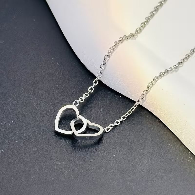 Double Ring Love Pendant Necklace