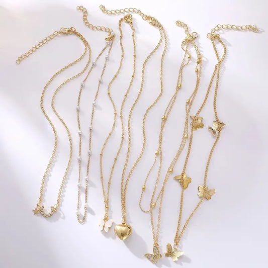 6pcs Elegant Zinc Alloy Necklace Set