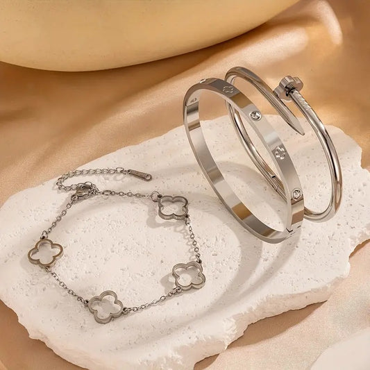 3pcs Elegant Stainless Steel Bracelet Set