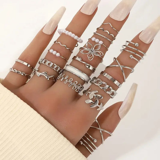 22 Piece Fashion Stackable Rings Set
