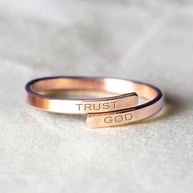 Open Ring with "TRUST GOD" Engraving