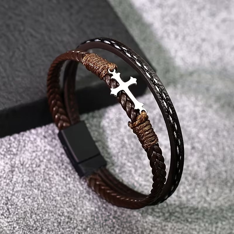 Multi-Layered Modern Cross Bracelet