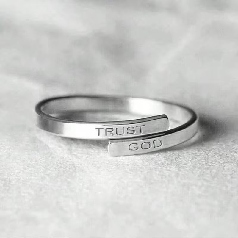 Open Ring with "TRUST GOD" Engraving