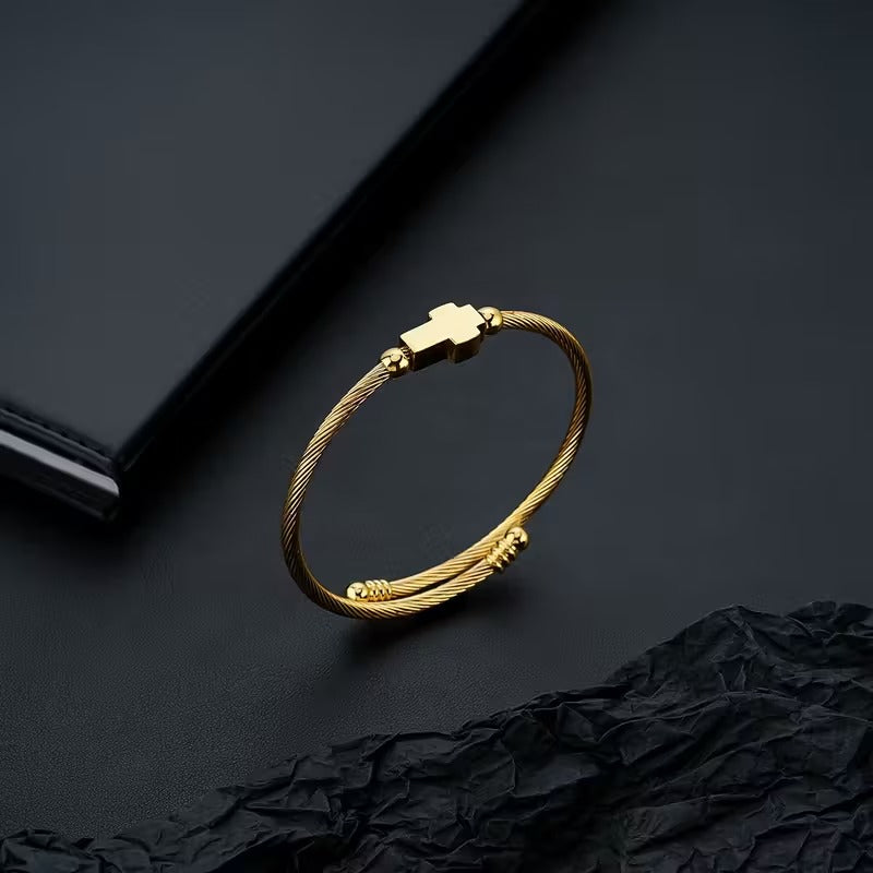 The Faith Cable Wire Cuff Bracelet