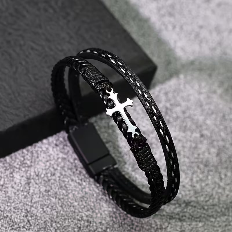 Multi-Layered Modern Cross Bracelet