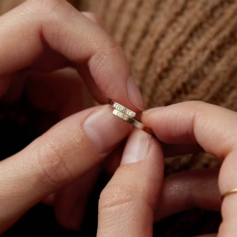 Open Ring with "TRUST GOD" Engraving