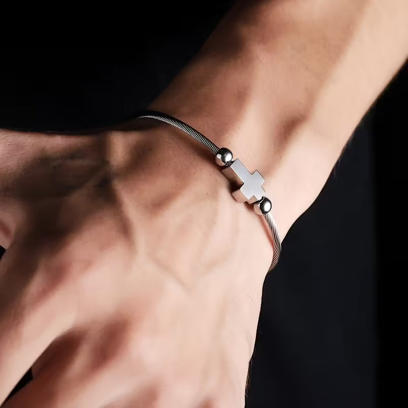 The Faith Cable Wire Cuff Bracelet