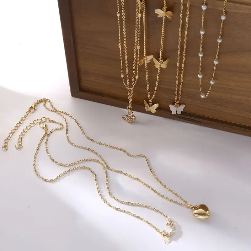 6pcs Elegant Zinc Alloy Necklace Set
