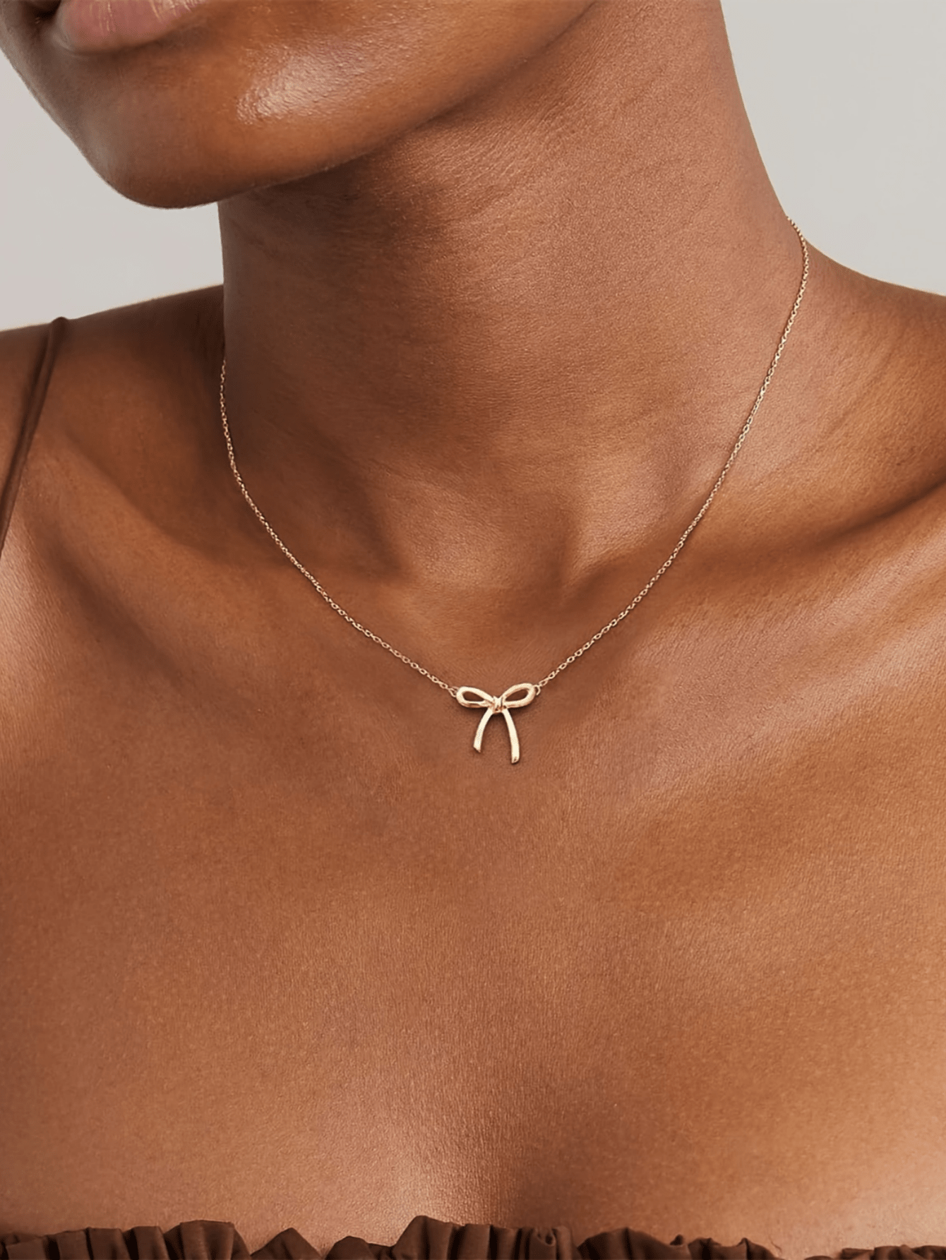 Gold Plated - Bow Shaped Pendant Necklace
