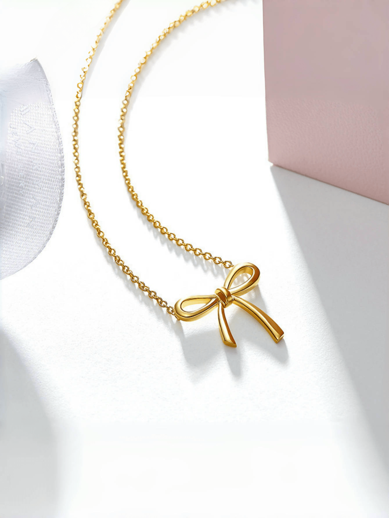 Gold Plated - Bow Shaped Pendant Necklace